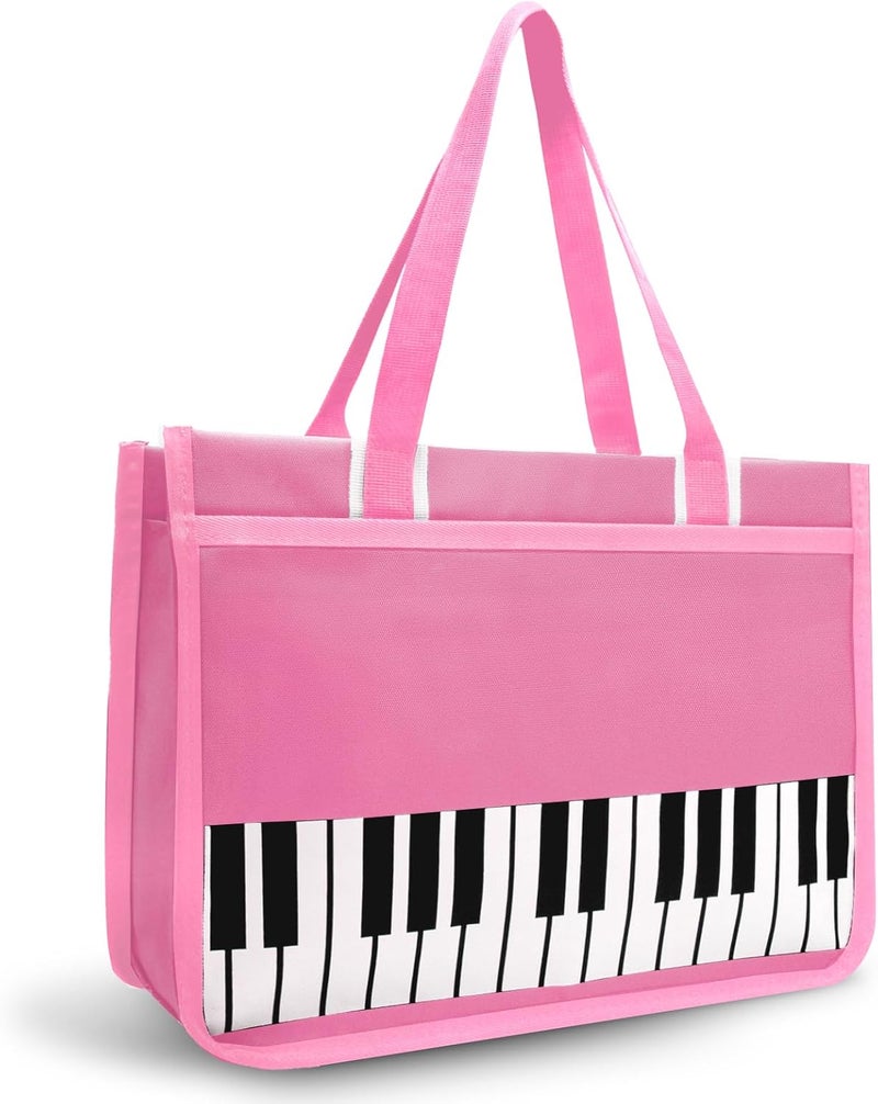 BestSounds Piano Bag, Zipper Waterproof Oxford Cloth Music Piano Accessories Book Bag Tote for Students Kids, Girls, Women, Gifts for Music Lovers Musicians (Pink) - Image 1
